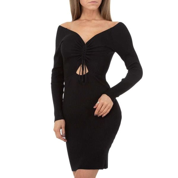 Robe Noire Femme Taille 14 - Style Crayon Avec Nœud Latéral - Occasion Portée Une Fois