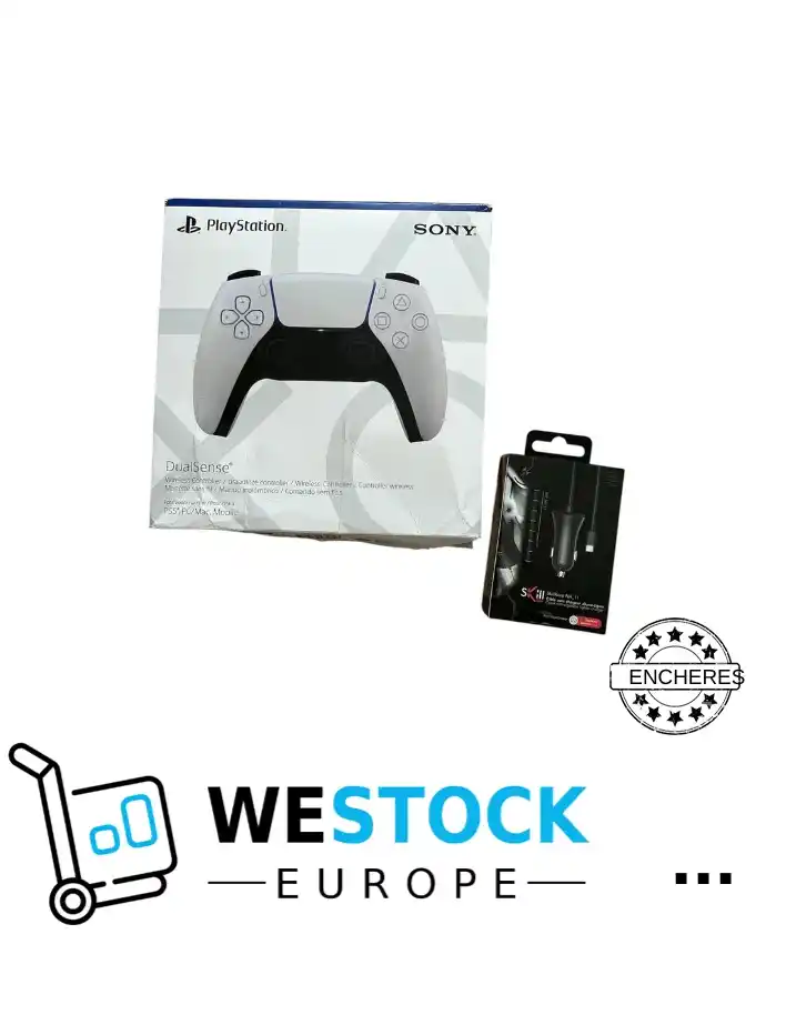Enchère Lot manette Playstation (neuf emballage ouvert) & câble allume cigare – #557 – P.P. lot neuf 94,77€