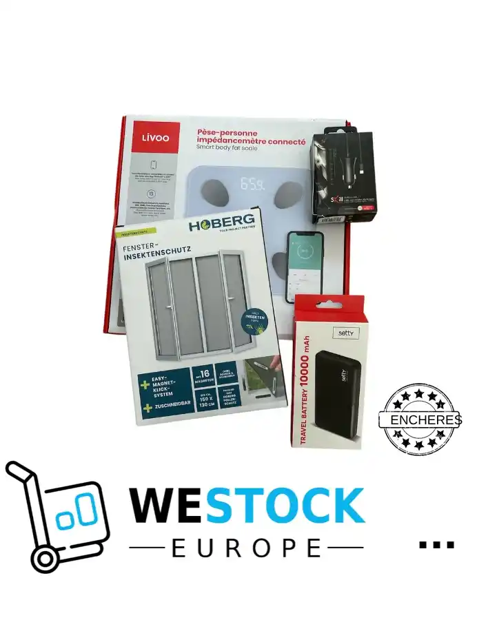 Enchère lot divers Hightech / Maison (balance connectée – batterie externe etc.) – #558 – P.P. lot neuf 104,87€