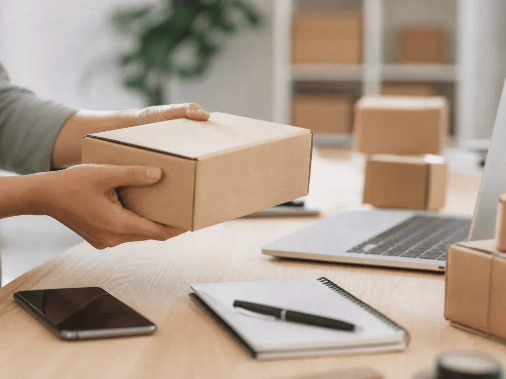 livraison rapide satisfaction client e-commerce livreur colis etiquetté fourgon livraison