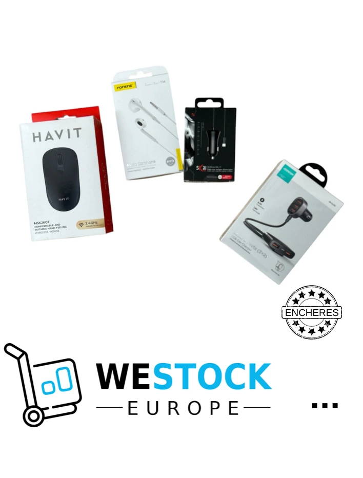 Enchère lot High-Tech neuf – Souris, écouteurs, chargeurs  – #571 – P.P. lot 34,99€ new
