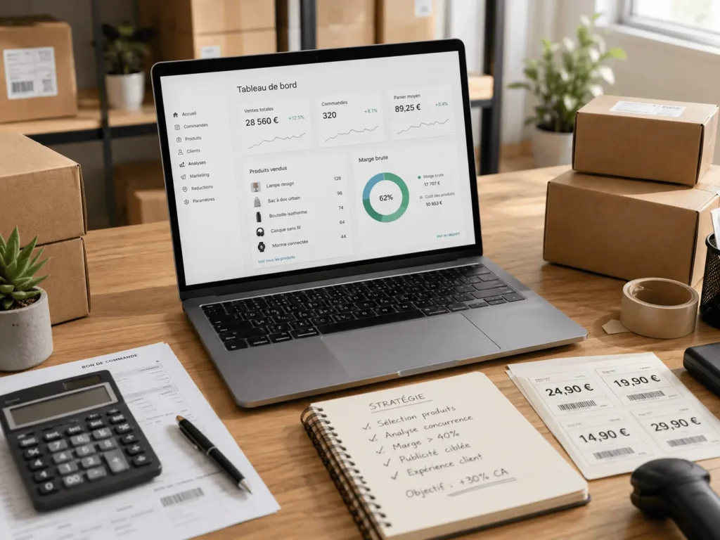 lancement boutique Shopify avec lot revendeur et produits en stock