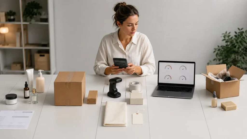 Calcul marge réelle lot avec coûts d’achat, transport, commissions, retours et invendus